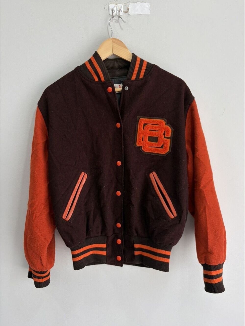 Vintage 80s BC Letterman Varsity Jacket Brown